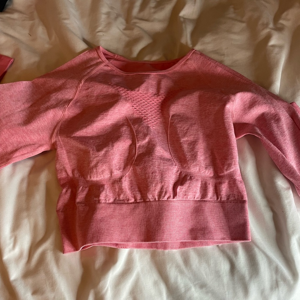 Bright Pink Long Sleeve Workout Shirt